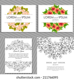 Tarjetas de invitación de matrimonio con elementos florales