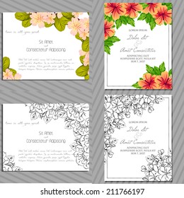 Wedding invitation cards with floral elements