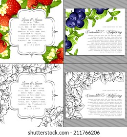 Wedding invitation cards with floral elements