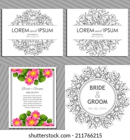 Wedding invitation cards with floral elements