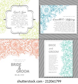 Wedding invitation cards with floral elements