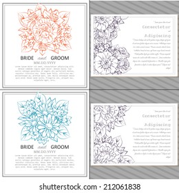 Wedding invitation cards with floral elements