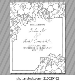 Wedding invitation cards with floral elements