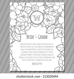 Wedding invitation cards with floral elements