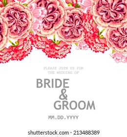 Wedding invitation cards with floral elements