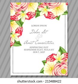 Wedding invitation cards with floral elements