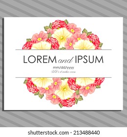 Wedding invitation cards with floral elements