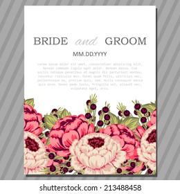 Wedding invitation cards with floral elements