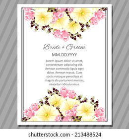 Wedding invitation cards with floral elements