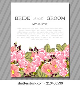 Wedding invitation cards with floral elements
