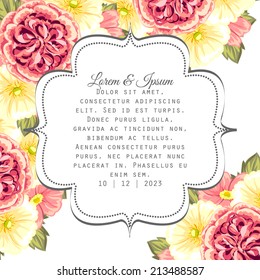 Wedding invitation cards with floral elements