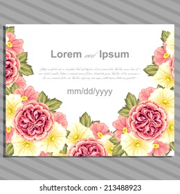 Wedding invitation cards with floral elements