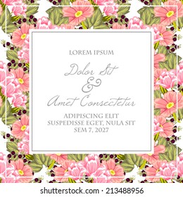 Wedding invitation cards with floral elements