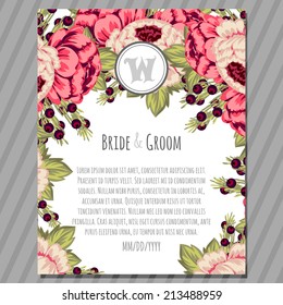 Wedding invitation cards with floral elements