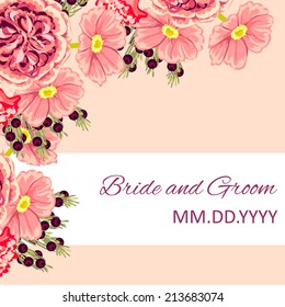 Wedding invitation cards with floral elements