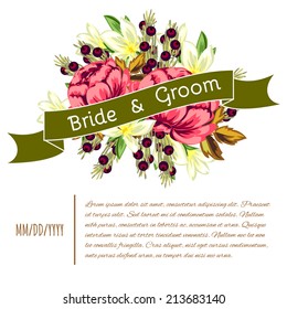 Wedding invitation cards with floral elements