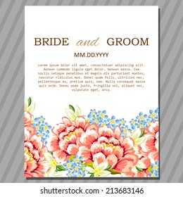 Wedding invitation cards with floral elements