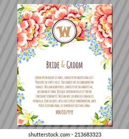 Wedding invitation cards with floral elements