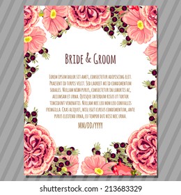 Wedding invitation cards with floral elements