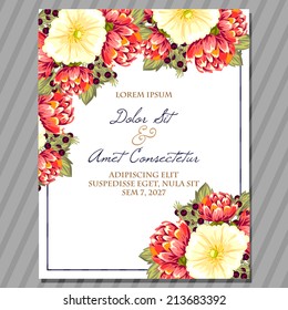 Wedding invitation cards with floral elements