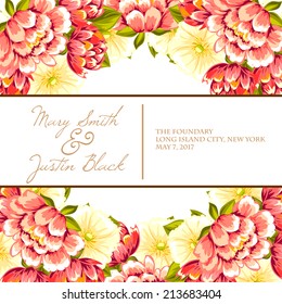 Wedding invitation cards with floral elements