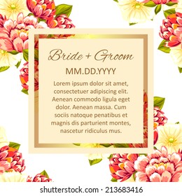 Wedding invitation cards with floral elements