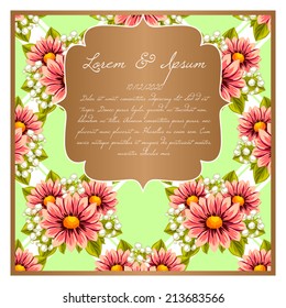 Wedding invitation cards with floral elements