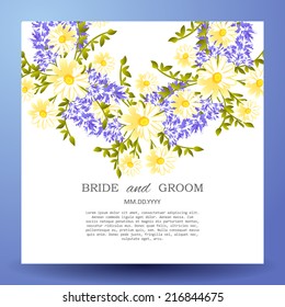 Wedding invitation cards with floral elements