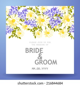 Wedding invitation cards with floral elements