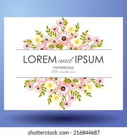 Wedding invitation cards with floral elements