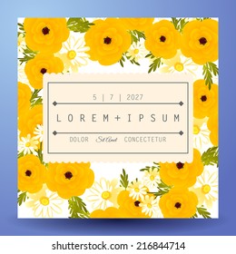 Wedding invitation cards with floral elements