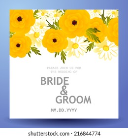 Wedding invitation cards with floral elements