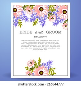 Wedding invitation cards with floral elements