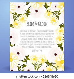 Wedding invitation cards with floral elements