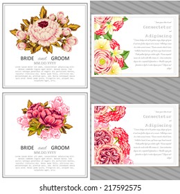 Wedding invitation cards with floral elements