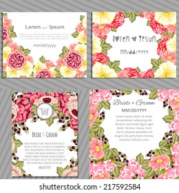 Wedding invitation cards with floral elements