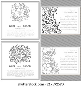 Wedding invitation cards with floral elements