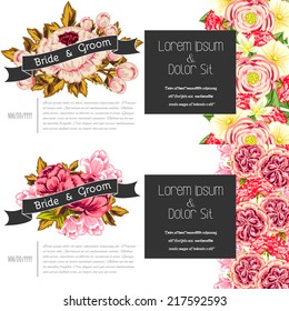 Wedding invitation cards with floral elements
