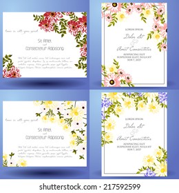 Wedding invitation cards with floral elements