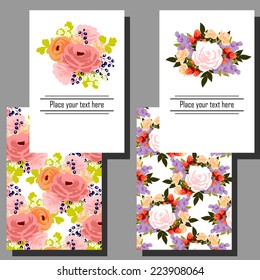 Wedding invitation cards with floral elements
