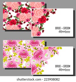 Wedding invitation cards with floral elements