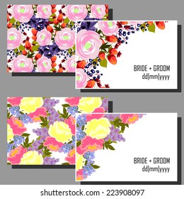 Wedding invitation cards with floral elements