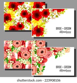 Wedding invitation cards with floral elements