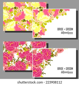 Wedding invitation cards with floral elements