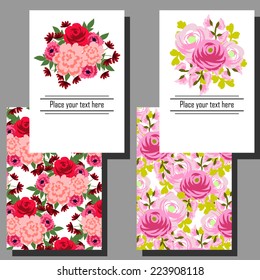 Wedding invitation cards with floral elements