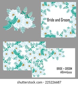 Wedding invitation cards with floral elements