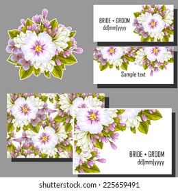 Wedding invitation cards with floral elements