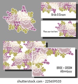 Wedding invitation cards with floral elements