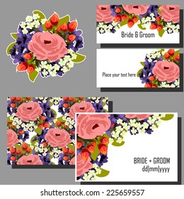 Wedding invitation cards with floral elements