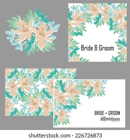 Wedding invitation cards with floral elements